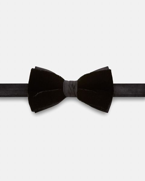 Velvet & Silk Bow Tie, Black, hi-res